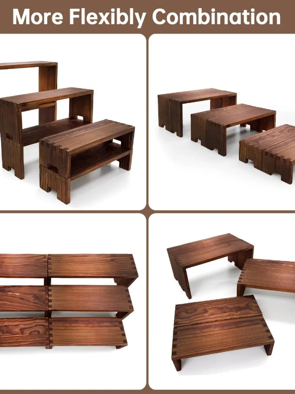 Yikaroeli 2 Set Wood Display Risers Small Wooden Stand for Display Cupcake Stand